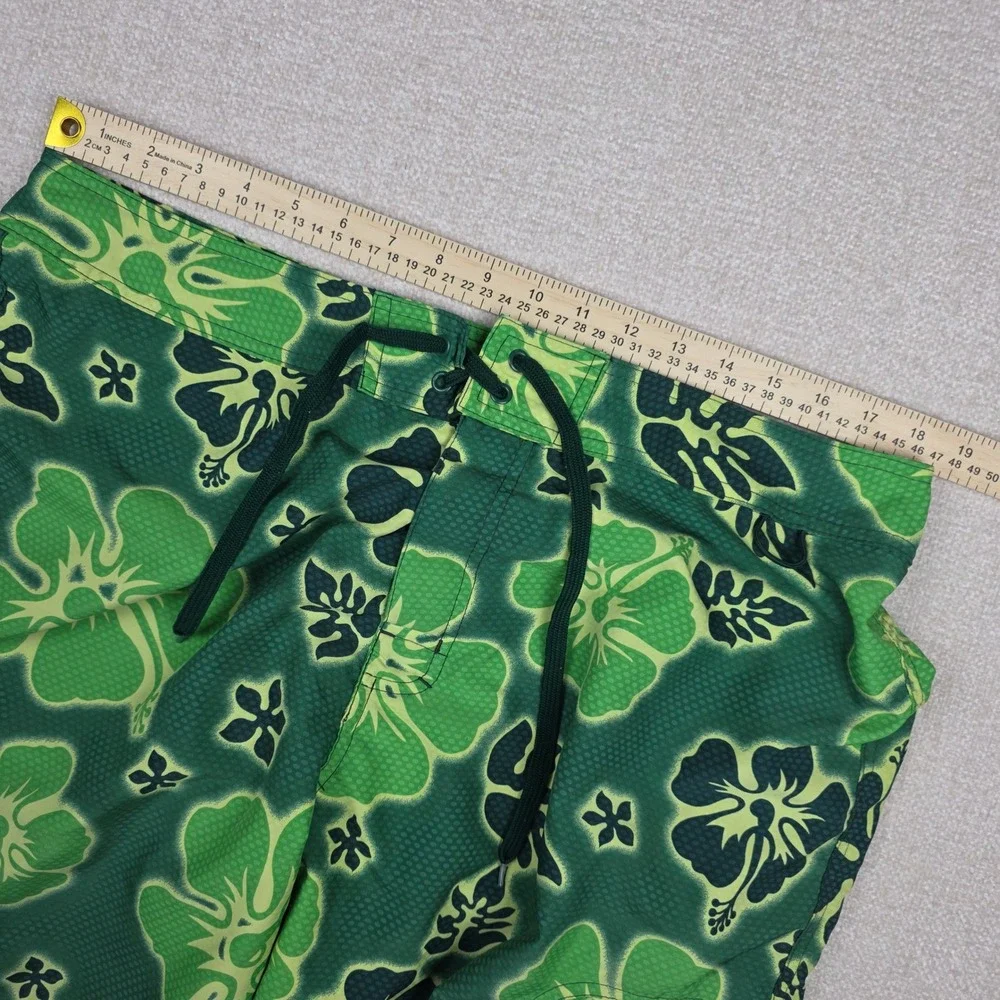 VTG O'Neill Mens Green Hibiscus Floral Board Shorts Cargo Pockets Swim Trunks 37